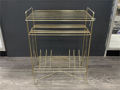 BRASS VINTAGE MCM RECORD STAND (25” tall)