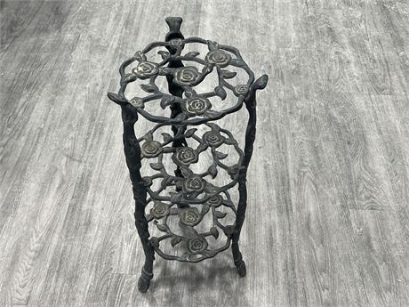 VINTAGE CAST IRON 3 TIER PLANT STAND - 10” DIAM 26” TALL