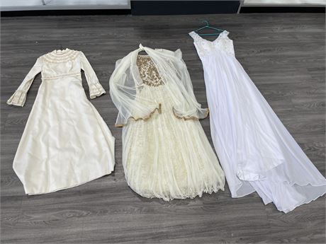 LOT OF 3 NEW & VINTAGE WEDDING GOWNS