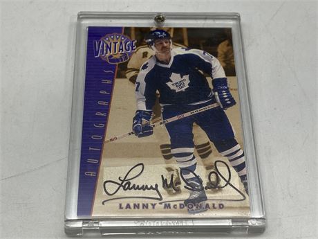 2001 LANNY MCDONALD AUTOGRAPHED CARD (In the game)