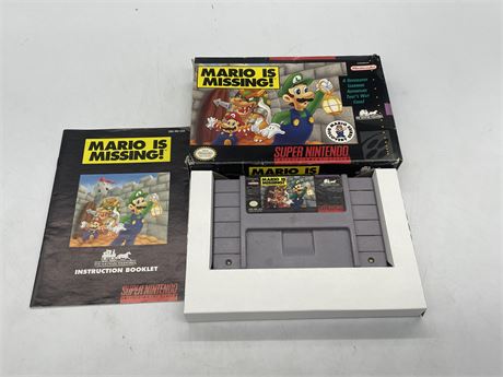 MARIO IS MISSING - SNES - IN BOX WITH MANUAL