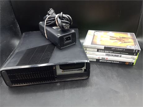 XBOX 360 CONSOLE & GAMES - WORKING - NO CONTROLLER