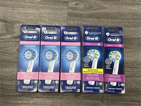 5 NEW PACKS OF ORAL-B TOOTH BRUSH HEADS