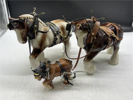 3 VINTAGE CLYDESDALE HORSES (Largest is 11” long)
