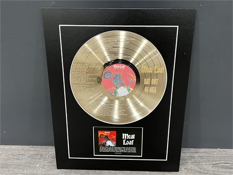 MEATLOAF ‘BAT OUT OF HELL’ ENGRAVED GOLD DISC DISPLAY 16”x20”