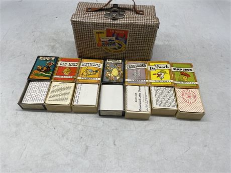 1930’S DOLL SUITCASE FULL OF VINTAGE CARD GAMES