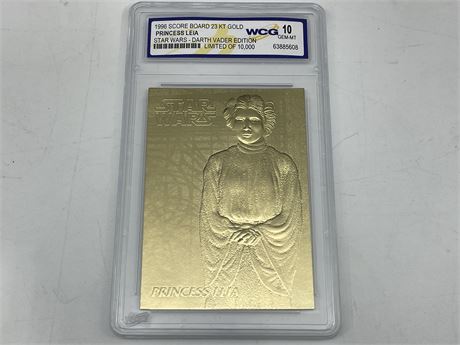 STAR WARS PRINCESS LEIA 23CT GOLD CARD L/E #6284 GRADED ‘10 GEM-MINT’