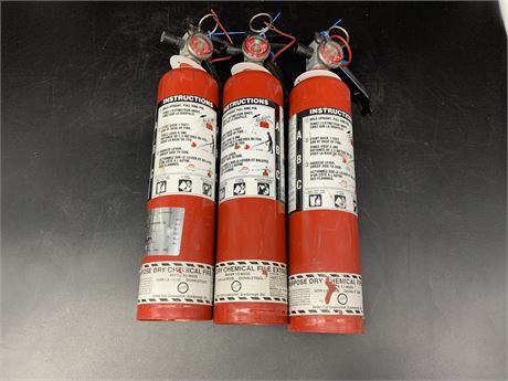 3 LOADED FIRE EXTINGUISHERS