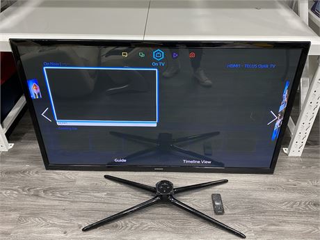 60” SAMSUNG TV W/REMOTE & STAND (Working, no hardware for stand)