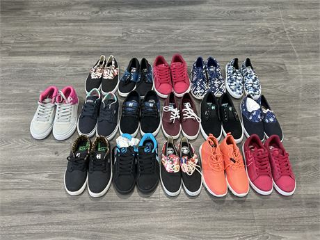 16 BRAND NEW PAIRS OF ETNIES SHOES (APPROX SIZE 5-7)