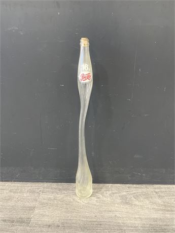 VINTAGE PEPSI STRETCHED / TWISTED GLASS TALL BOTTLE - 22” TALL