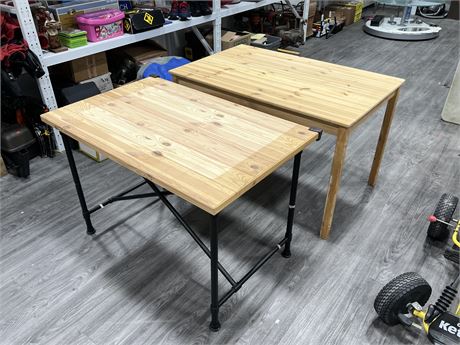 2 WOOD TABLES - 44” WIDE, 29” TALL