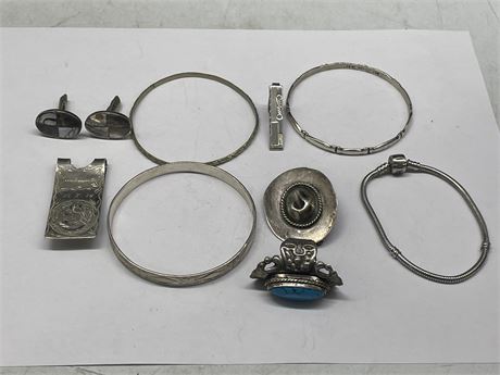 LOT OF MISC STERLING JEWELRY (97g TOTAL)