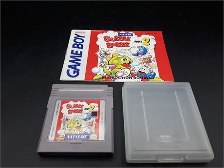 BUBBLE BOBBLE PART 2 WITH MANUAL - VERY GOOD CONDITION - GAMEBOY