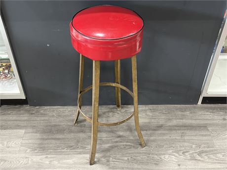 VINTAGE HEAVY IRON WORK STOOL 13X32” STAMPED (MANUFACTURED IN SAN FRANCISCO)