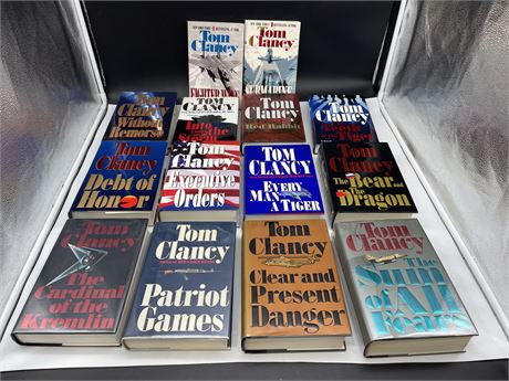 TOM CLANCY FIRST EDITIONS - 12 HARD COVER + 2 SOFT COVER BOOKS