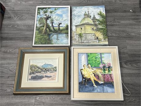 4 ORIGINAL SIGNED PAINTINGS (Bottom right is 17”x19”)