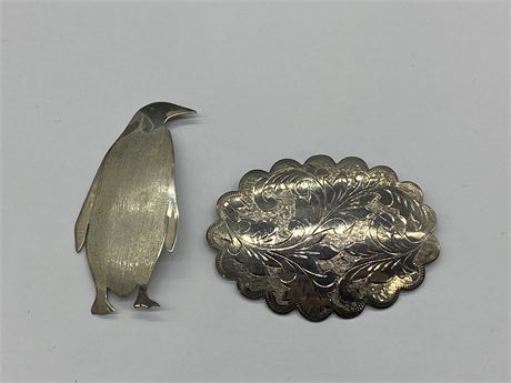 2 925 STERLING ESTATE BROOCHES (2.5” WIDE)