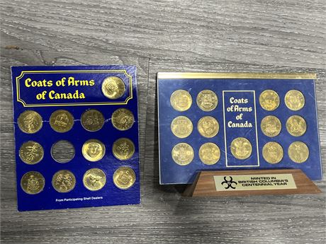 2 COATS OF ARMS OF CANADA SETS - 1 COIN MISSING