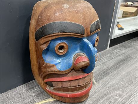 LARGE EARLY FIRST NATIONS UNSIGNED MASK - 16” TALL 12” WIDE