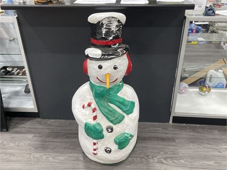 41” VINTAGE BLOW MOLD SNOWMAN - NOSE IS PARTIALLY BROKEN BUT DOESN'T SHOW
