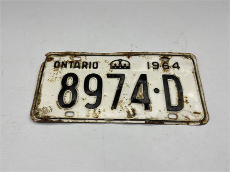 1964 ONTARIO LICENSE PLATE