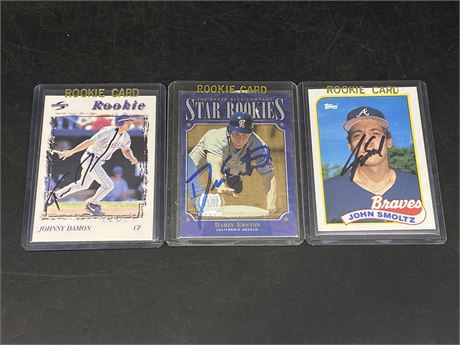 3 AUTOGRAPHED ROOKIE MLB CARDS