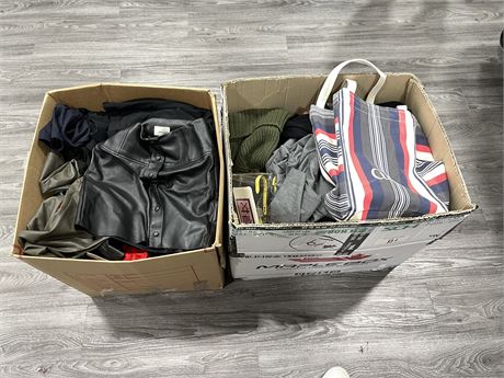 2 LARGE BOXES OF ASSORTED WOMENS CLOTHES