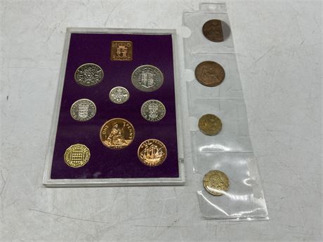 1970 ROYAL MINT COIN SET & 4 MISC COINS