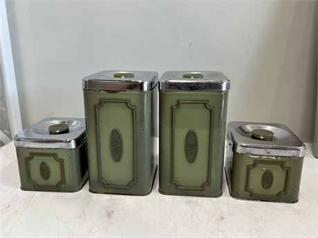 VINTAGE METAL CANISTER SET MADE IN CANADA