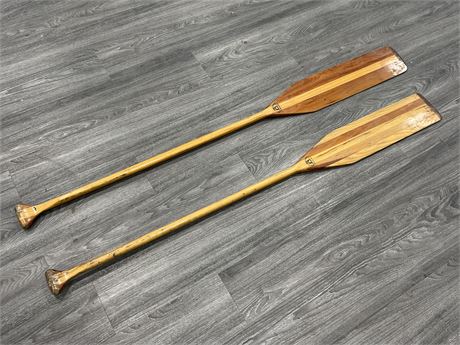 2 GREY OWL PADDLE COMPANY MADE IN CANADA WOODEN PADDLES 63”