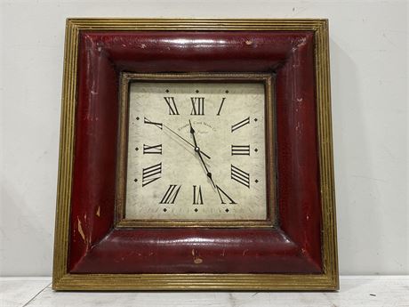 UNIQUE CLOCK FRAMED W/ PERFECTLY WEATHERED CHARM - 23” X 23”