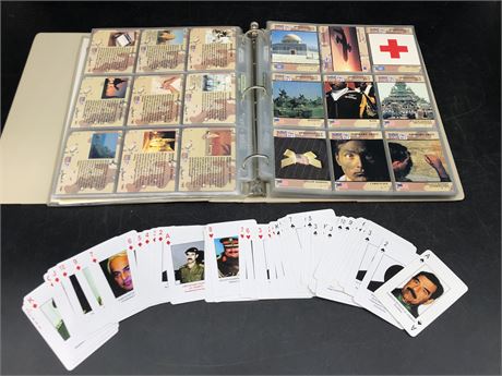 BINDER OF PRO SET MILITARY CARDS & DECK OF MILITARY PLAYING CARDS