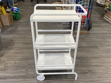 WHITE 3 TIER METAL CART AS NEW (38” TALL)