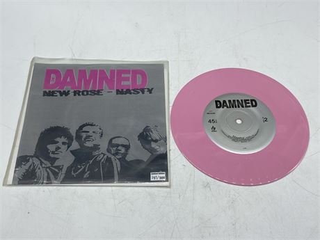 RARE THE DAMNED - NEW ROSE - NASTY / PINK VINYL 45 RPM - EXCELLENT (E)