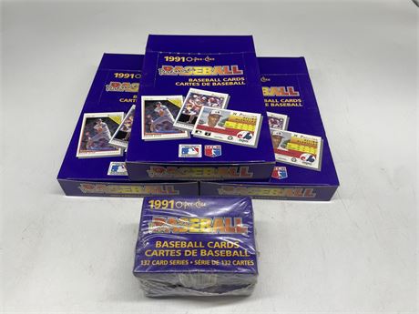 1991 MLB OPC PREMIER CARD SET - (3) 1991 MLB OPC PREMIER PACKS BOXES