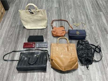 NEW MAXX NEW YORK HAND BAG + 8 OTHER BAGS & WALLETS