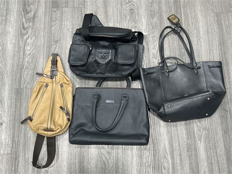 4 WOMENS BAGS/PURSES - AUTHENTICITY UNKNOWN ON COACH BAG