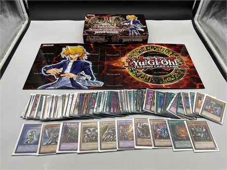 100+ FIRST EDITION YU-GI-OH CARDS W/JOEYS WORLD GAME BOARD & BOX