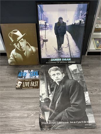 JAMES DEAN COLLECTABLE LOT (Posters & license plates)