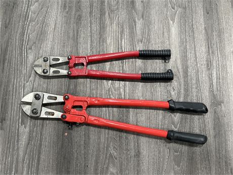 2 AS NEW PAIRS OF BOLT CUTTERS - 18” / 24”