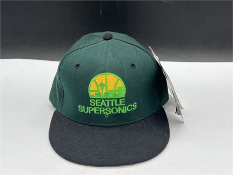 NEW VINTAGE SEATTLE SUPER SONICS PURE WOOL FITTED HAT - SIZE 7.5