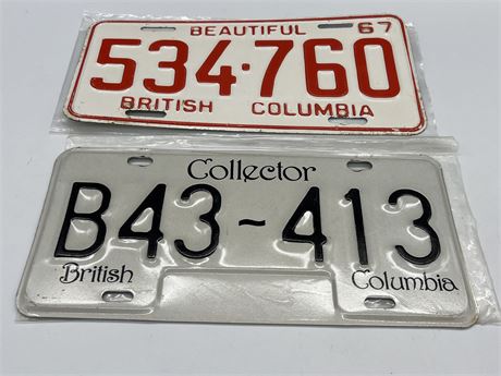 1967 BC & COLLECTOR LICENCE PLATES