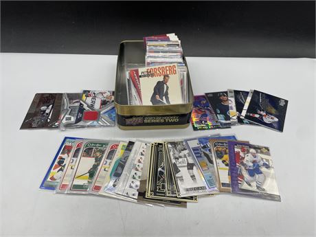 TIN OF MISC INSERT NHL CARDS