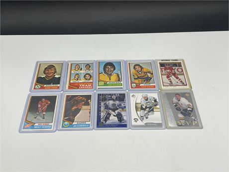 (6) 73’-74’ OPC HOCKEY CARDS + 4 NEWER CARDS