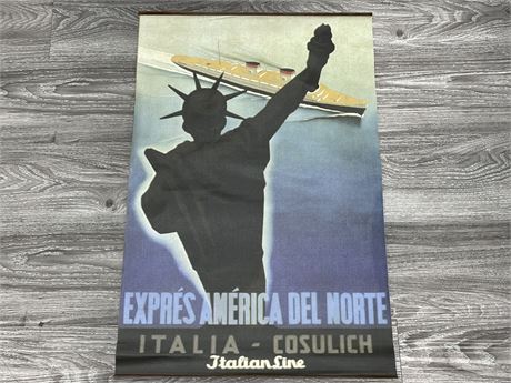 VINTAGE CANVAS BACKED AD POSTER — CENTRO AMERICA  (19”X28”)