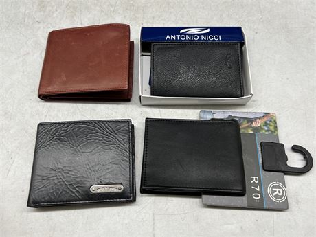 4 NEW LEATHER WALLETS