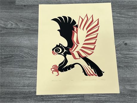 1980 SIGNED / NUMBERED PRINT BY CLARENCE WELLS “OWL” (16”x20”)