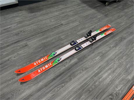 PAIR OF ATOMIC MADE IN AUSTRIA SKIIS - 80” LONG - SPECS IN PHOTO