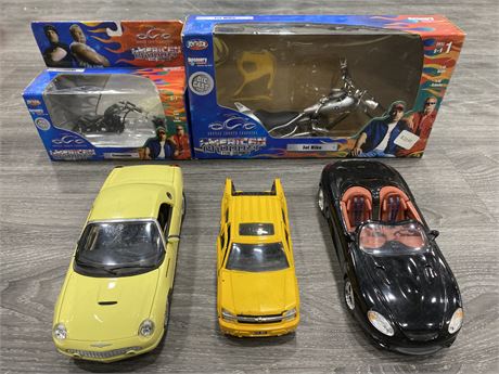 LOT OF COLLECTORS CARS & MOTORCYCLES (11” LONG)